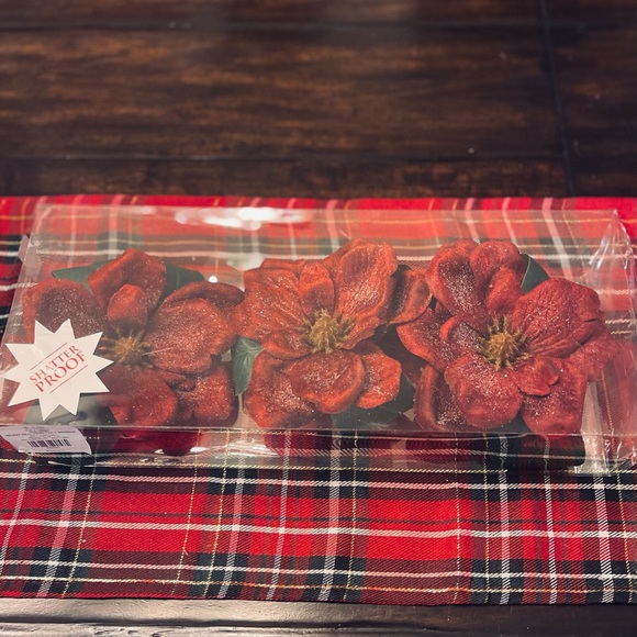 Hobby Lobby Holiday Hobby Lobby Burgundy Glitter Flower Clip Ornaments Set Of 3 Poshmark